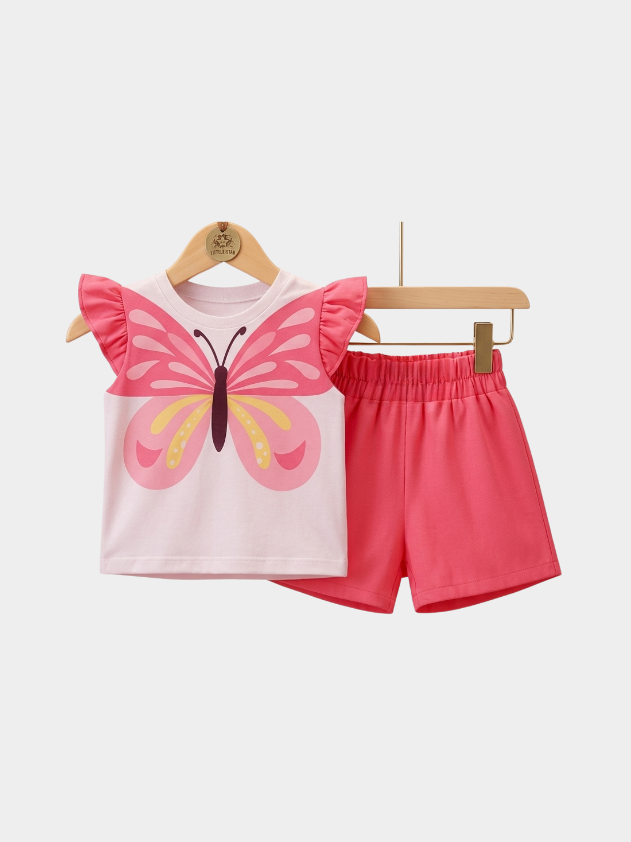 Butterfly White T-shirt And Shorts Set