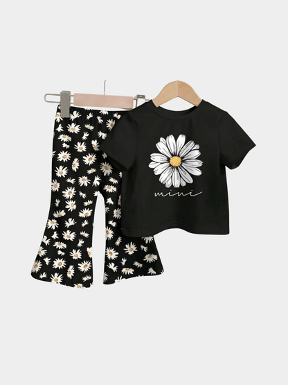 Flower T-shirt And Long Pant Set
