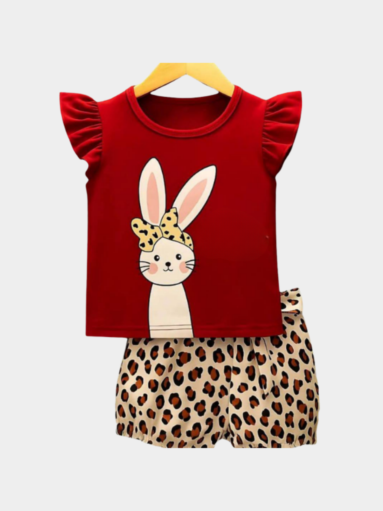 Maroon Animal T-shirt And Shorts Set